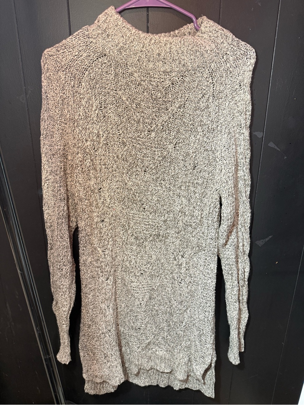Old Navy Gray Marled Cable-Knit Turtleneck Sweater